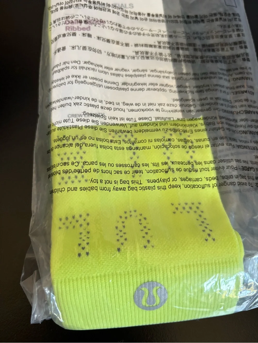 New Lululemon Medium Daily Stride Ribbed Daily Essentials Crew Length Socks NWT